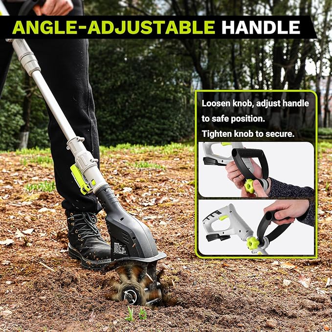 Cordless Electric Garden Tiller: DEKOPRO Power Cultivator for Effortless Soil Cultivation in Flower Beds, Vegetable Gardens, Lawns-Lightweight Lawn Yard Garden Tiller for Women & Seniors