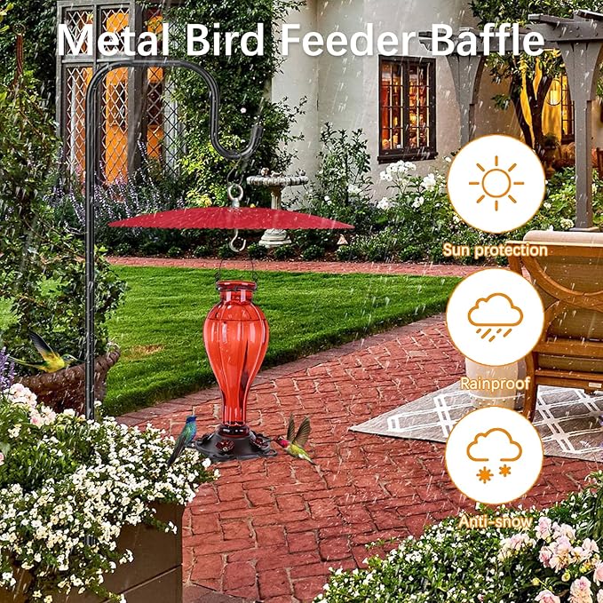 13" Bird Feeder Baffle, Metal Hummingbird Feeder Rain Guard, Metal Hanging Baffle Weather Guard Cover for Outside