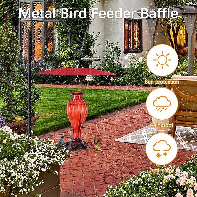 13" Bird Feeder Baffle, Metal Hummingbird Feeder Rain Guard, Metal Hanging Baffle Weather Guard Cover for Outside