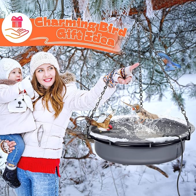 1 Pack Upgrade Bird Bath Heater for Outdoors in Winter, Pond Deicer 60 Watts Birdbath Deicer Water Heater Thermostatically Controlled with Auto Shut off Function for Patio Lawn (White)