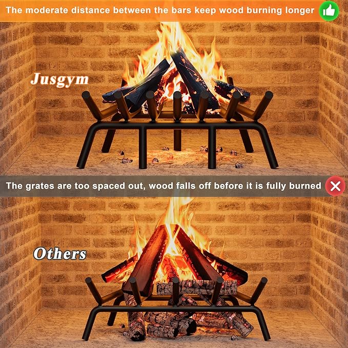 Fireplace Grate 21 Inch with 7 Support Legs, Round Solid Steel Heavy Duty Fireplace Log Holder, Fireplace Log Grate for Indoor Fireplace & Outdoor Firepit