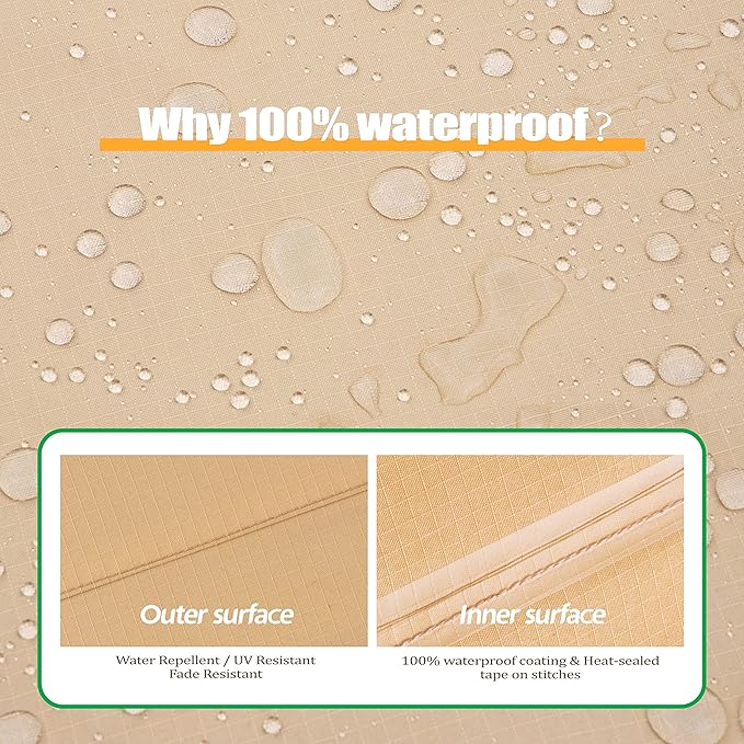 F&J Outdoors Patio Furniture Covers Waterproof UV Resistant Rip-stop Fabric Round Outdoor Furniture Covers, 84" Dia x 27.5" H