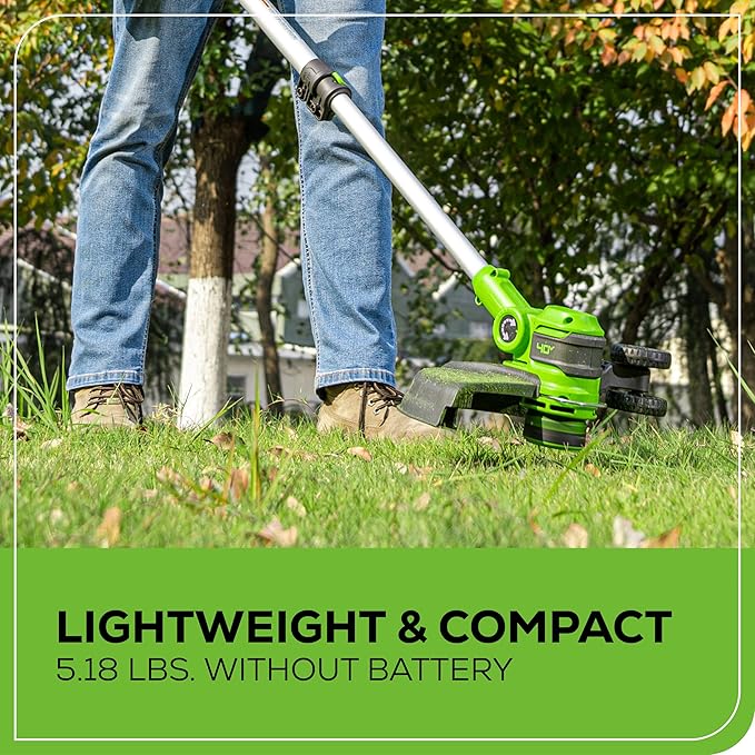 Greenworks 40V Cordless 2-in-1 Trimmer Edger (Gen 2) - 13" Lawn Weed Wacker for Fence & Sidewalk , Lightweight Gas Trimmer Alternative with Auto Feed Spool , 2.0Ah Battery & Charger (40-Min Runtime)