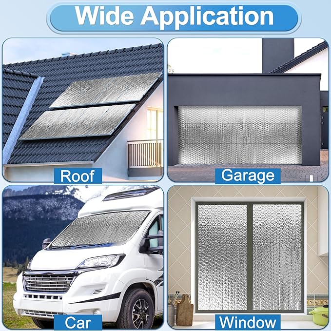 ToLanbbt Garage Door Insulation Kit 16P Double Bubble Window Heat Insulation Panels, 6MM 24" x 48" Reflective Aluminum Foil Summer/Winter Barrier Sheets with 120 Adhesive Tapes for Garage Attic Wall