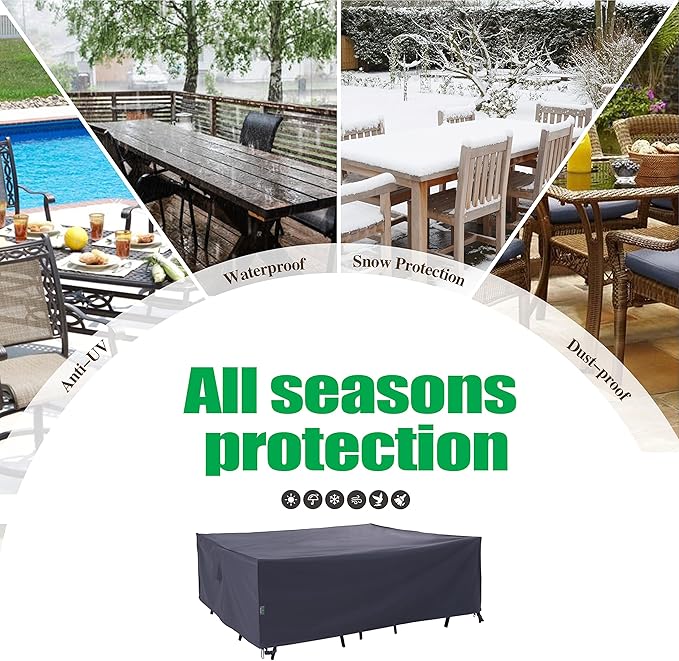 F&J Outdoors Patio Furniture Covers, Waterproof UV Resistant Rip-stop Cover for Outdoor Furniture, Grey, 90"Wx60"Dx27.5"H