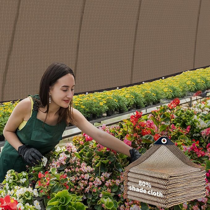 80% Garden Shade Cloth Sun Shade Fabric – UV Resistant Durable Sunblock Netting for Plants, Outdoor Patio, and Greenhouse Coverage