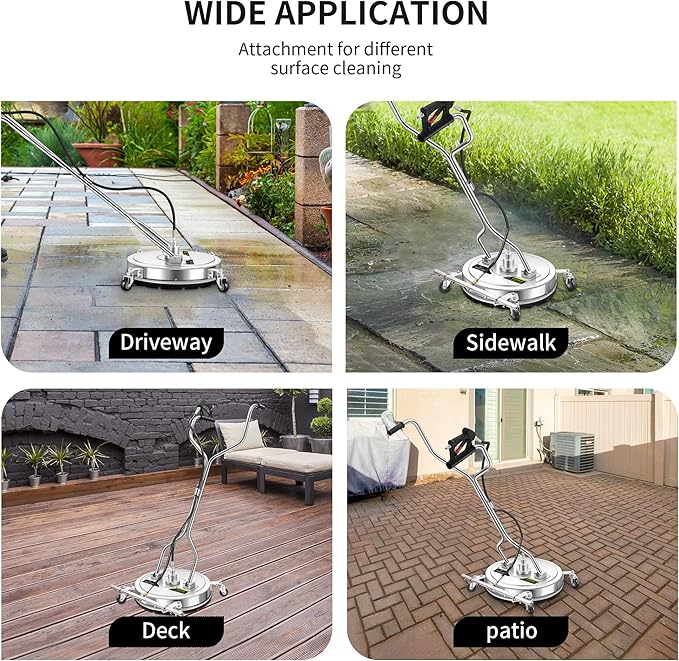 20" Pressure Washer Surface Cleaner Plus with 5 Nozzles Water Broom, Stainless Steel Surface Cleaner for Pressure Washer, Dual Handle Power Washer Surface Cleaner for Concrete Driveway, 4000 PSI