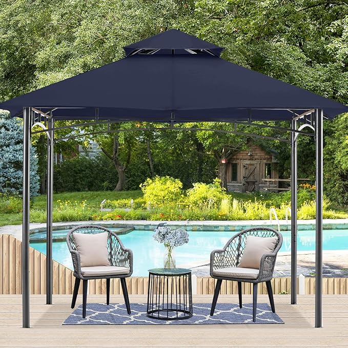 MASTERCANOPY Outdoor Garden Gazebo for Patios with Stable Steel Frame (9x9, Navy Blue)
