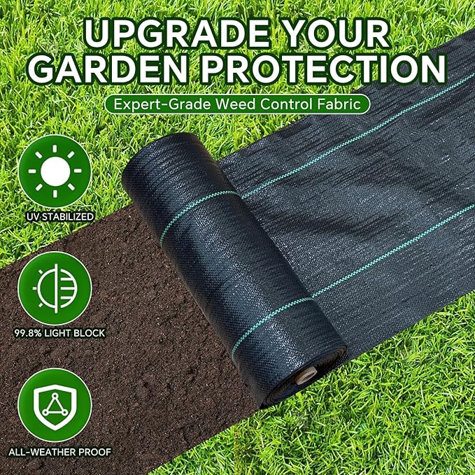 Weed Barrier Landscape Fabric Heavy Duty,3.2 OZ Premium Garden Weed Blocker Fabric for Weed Control, Plastic Ground Cover with Woven Weed Cloth,Durable Landscaping Fabric (2.8 X 200FT)