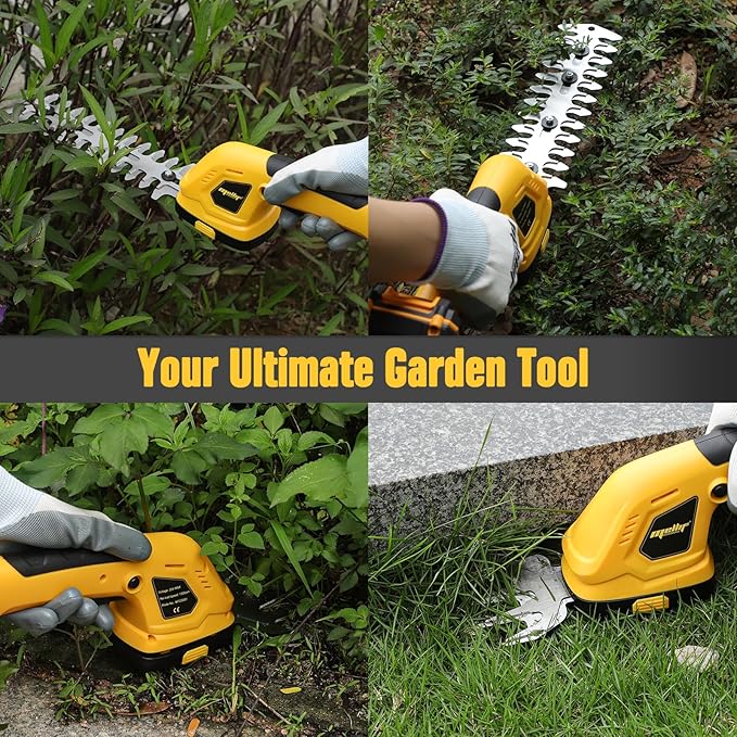 2-in-1 Cordless Grass Shear & Hedge Trimmer Compatible with Dewalt 20V Battery Handheld 4" Grass Cutter & Electric 8" Shrubbery Trimmer for Yard, Lawn, Garden, Shrub (Tool Only)