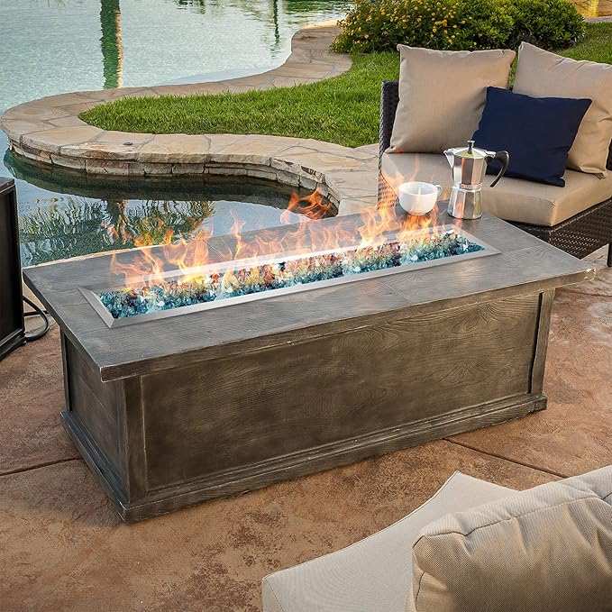 Stanbroil 30 by 6-Inch Drop-in Linear Fire Pit Pan and Burner, 304 Stainless Steel Natural & Propane Gas Firepit for Outside DIY Fire Table, BTU 54, 000 Max
