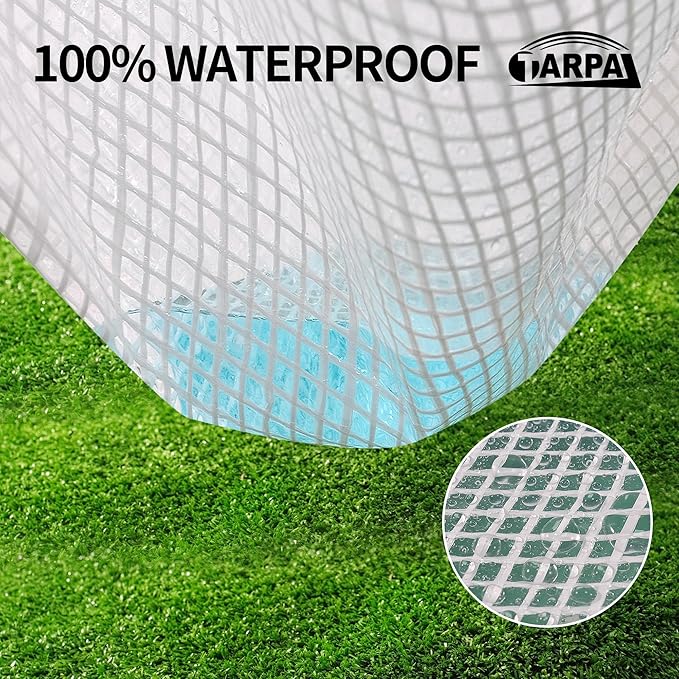 TARPAL 8'x10' Clear White Tarp Heavy Duty Waterproof 12mil with Grommets or Zip Ties for Small Greenhouse for Outdoors Garden,Farm,Chicken Coops