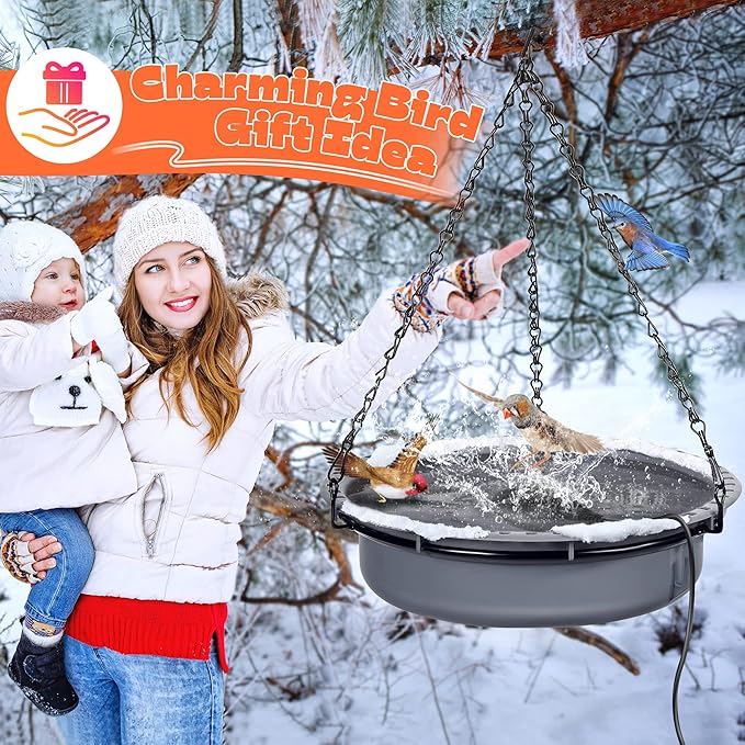 1 Pack Upgrade Bird Bath Heater for Outdoors in Winter, Pond Deicer 60 Watts Birdbath Deicer Water Heater Thermostatically Controlled with Auto Shut off Function for Patio Lawn (Black)