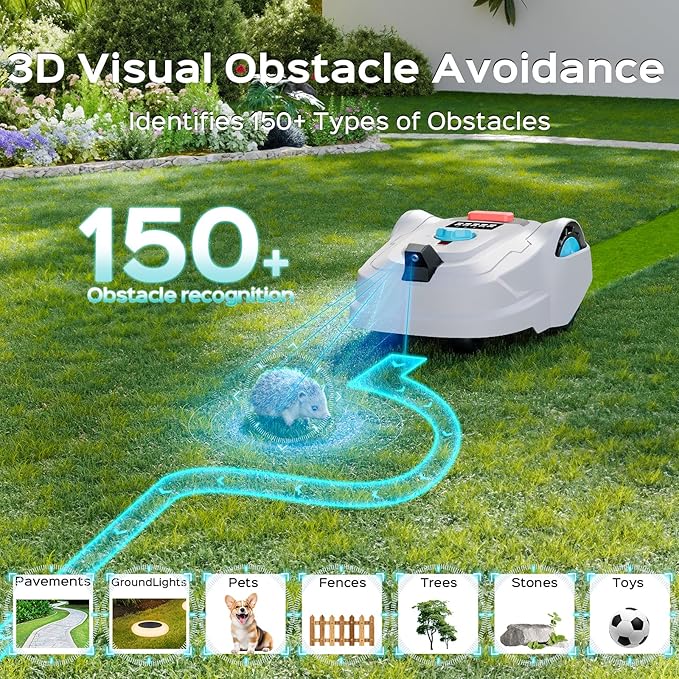 M800Plus GPS+Vision Cordless Robot Lawn Mower with Bow-Shaped Path Mowing, APP Control, Robotic Lawnmower with Obstacle Avoidance, Auto-Charging, Height Adjustment, for Lawns up to 8611 sq.ft