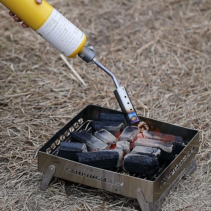 CAMPINGMOON Propane MAPP Torch Head Camping Grill Charcoal Starter with Flame Control Valve for BBQ Campfire Fireplace MT-3915-PG (Gas Fuel Not Included)