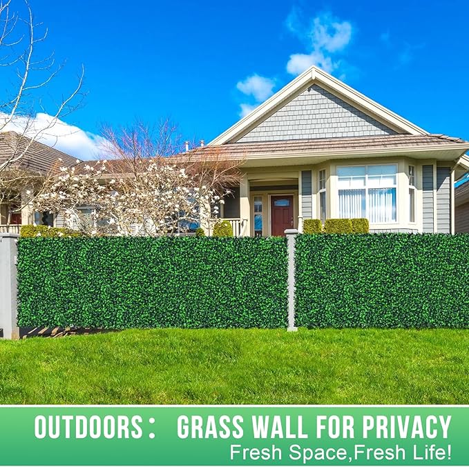 20"x20" Grass Wall,8PCS Artificial Boxwood Panels,4 Layers Plant Wall, Greenery Backdrop,Privacy Hedge Screen,Green Panels Decor for Outdoor Garden and Indoor Home Wedding