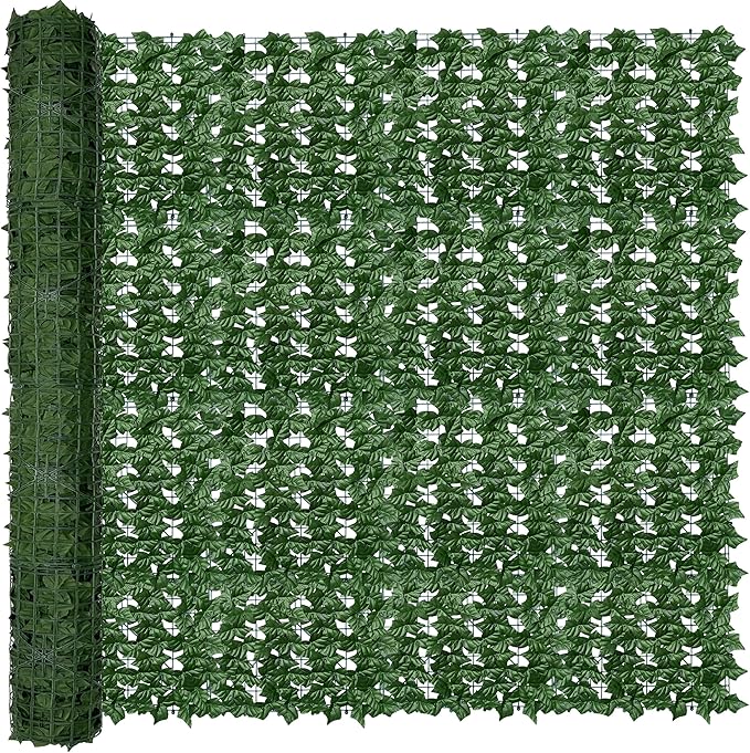 Artificial Fence Privacy Screen: 6FT x 20FT UV-Anti Faux Greenery Backdrop Ivy Chain Link Shades Panels for Patio, Balcony, Garden,Deck,Backyard Indoor Outdoor Green Wall Decor