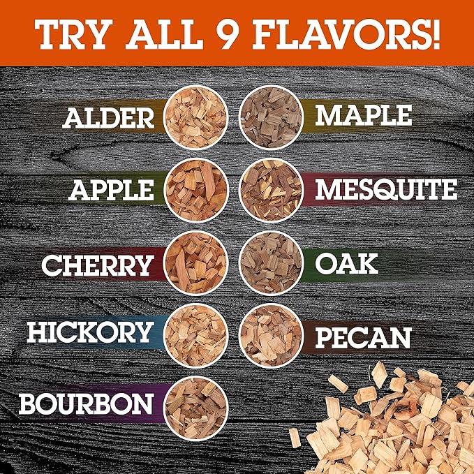 Camerons All Natural Hickory Wood Chips for Smoker -260 Cu. In. Bag, Approx 2 Pounds- Kiln Dried Coarse Cut BBQ Grill Wood Chips for Smoking Meats - Barbecue Smoker Accessories- Grilling Gifts for Men