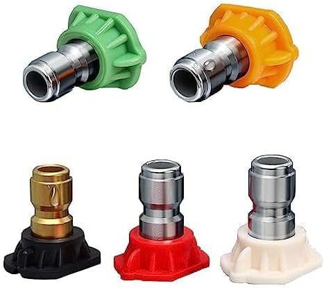 MINGOU Pressure Washer Tips Set Multiple Degrees, 3.5 GPM Power Washer Nozzle Tips 5 Pack, 1/4 Quick Connect（2.5/3.0/3.5/4.0/4.5/5.0/5.5/6.0GPM）