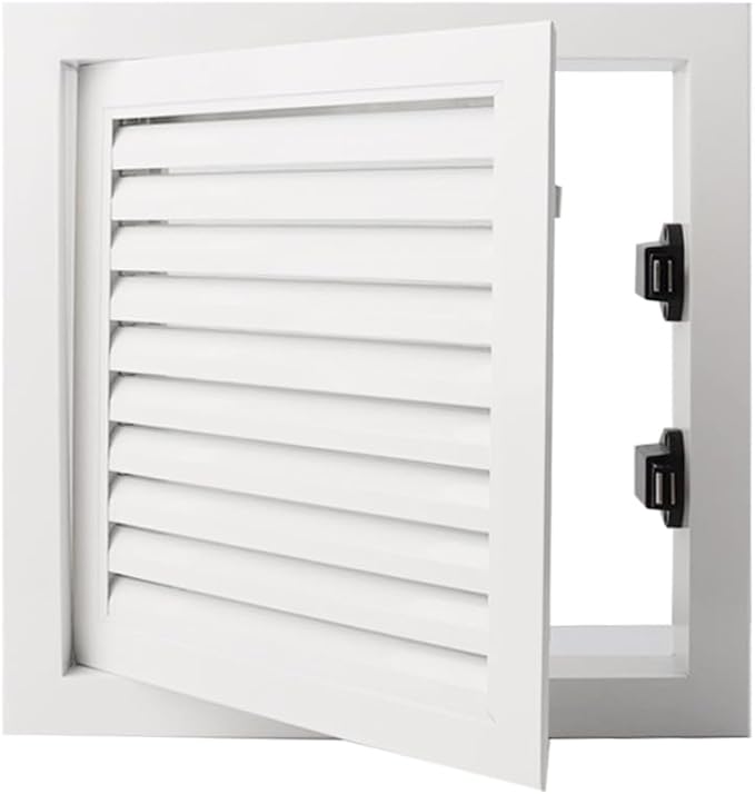11.65 x 11.65 inch - Access Doors - Access Panel for Drywall with Push-Button Switch - Access Panel with Vent - Aluminum Alloy - White - Good Ventilation - Inside Dimensions: 10 x 10 inch