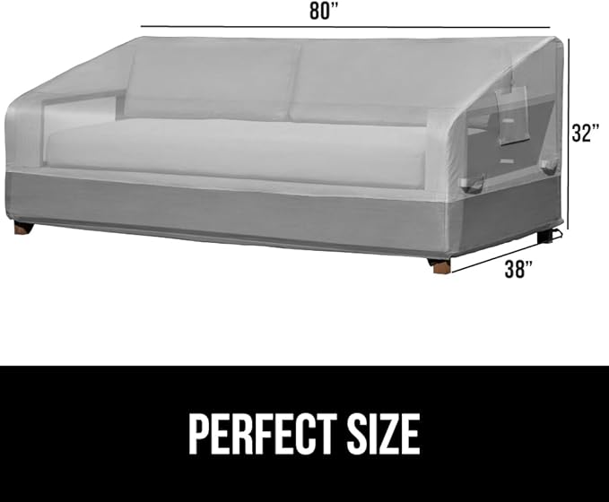 GORILLA GRIP Waterproof Large Outdoor Patio Sofa Cover, 80 Inch, Adjustable Furniture Covers Sets for Winter, Keep Cushions Dry, Protects from Sun, Snow, Rain, Windproof, UV Coated, 1 Pack