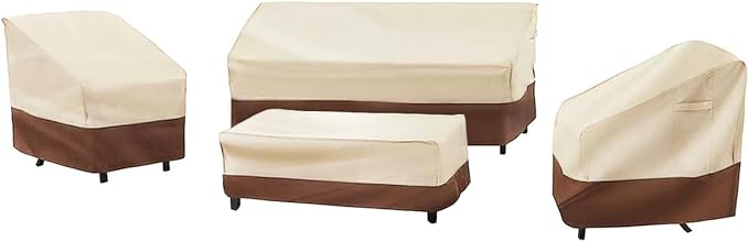 loriano Patio Furniture Cover Set, 4 Piece Outdoor Furniture Cover Waterproof, 600D Heavy Duty Lawn Patio Set Covers (Large)