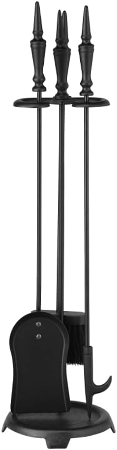 Rocky Mountain Goods Fireplace Tool Set Wrought Iron Black 29” - Long Tool Set Includes Shovel, Brush, Poker, Fireplace Tool Stand - Heavy Duty Wrought Iron - Long - Decorative/Functional