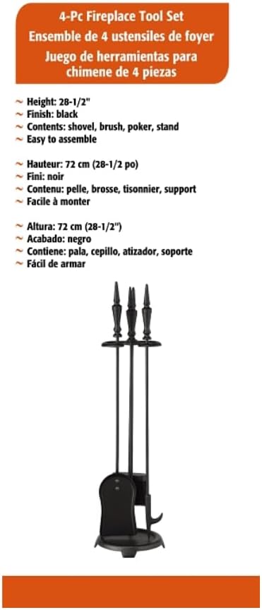 Rocky Mountain Goods Fireplace Tool Set Wrought Iron Black 29” - Long Tool Set Includes Shovel, Brush, Poker, Fireplace Tool Stand - Heavy Duty Wrought Iron - Long - Decorative/Functional