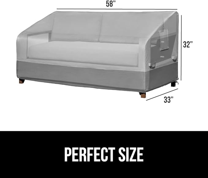 GORILLA GRIP Waterproof Large Outdoor Patio Sofa Cover, 58 Inch, Adjustable Furniture Covers Sets for Winter, Keep Cushions Dry, Protects from Sun, Snow, Rain, Windproof, UV Coated, 1 Pack