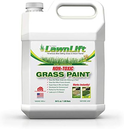 Lawnlift Ultra Concentrated (Green) Grass Paint 64oz. Covers up to 2000 sq feet* Coverage Will Vary depending on Condition of Grass, Sprayer Setting, Dilution Ratio and Desired Shade.