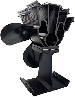 Stove Fan 4-Blade Upgrade Heat Powered Fireplace Fan for Fireplace Wood Burning Fan- Eco Friendly and Efficient Fan (Black)