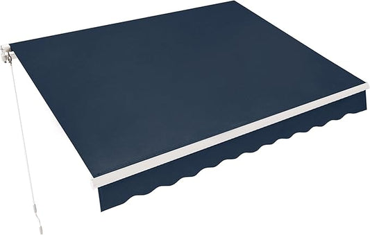 MCombo 11.5x9.5 Feet Manual Retractable Patio Door Window Awning Sunshade Shelter Outdoor Canopy, 1210 (Dark Blue, 11.5'(L) x 9.5'(W))