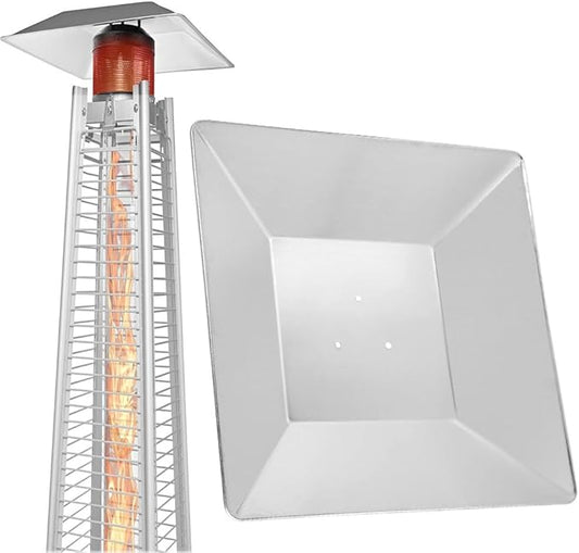 Propane Heat Reflector Shield, 4-Sided Pyramid Patio Heater Heat Shield, Square Aluminum Heat Reflector Shield Replacement Top Parts for Outdoor Heaters (3 Pre-Drilled Holes) (Reflector Shield)