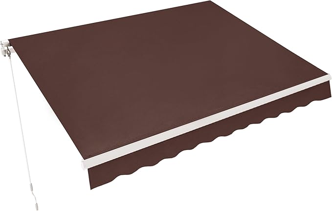 MCombo 11.5x9.5 Feet Manual Retractable Patio Door Window Awning Sunshade Shelter Outdoor Canopy, 1210 (Coffee Brown, 11.5'(L) x 9.5'(W))