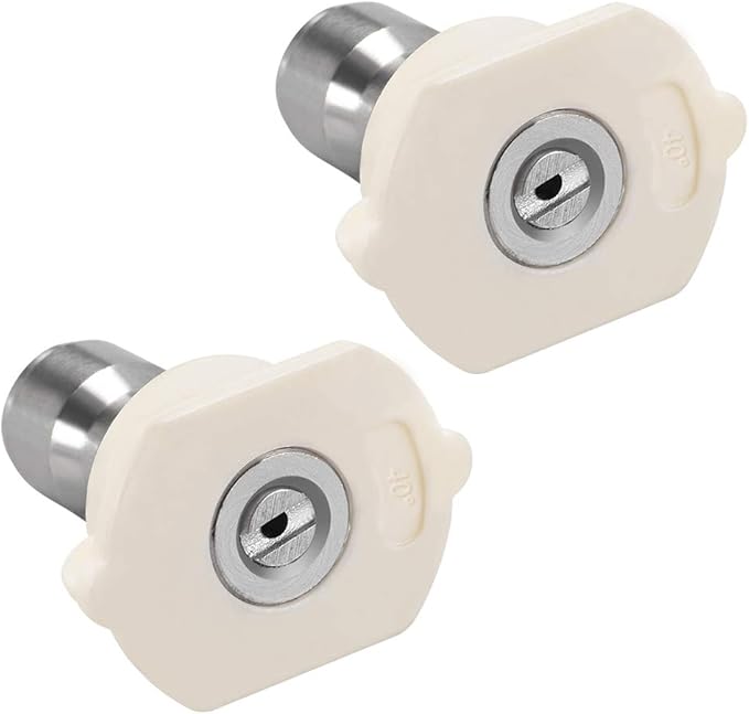 uxcell Pressure Washer Spray Nozzle Tips, 1/4" Stainless Steel, 2 Pcs (40 Degree, 1.6mm Orifice Diameter)