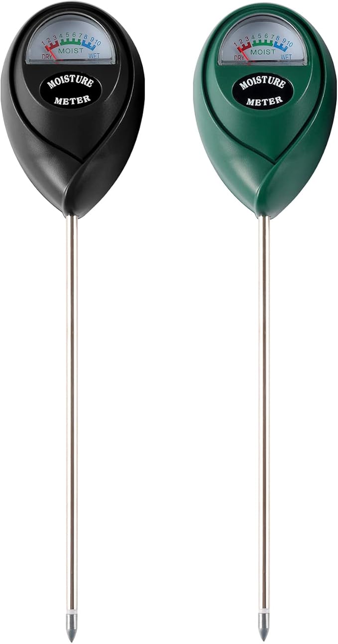 2 Packs Soil Moisture Meter, Plant Water Meter for House Plants, Soil Tester Test Kit Soil for Garden Lawn Farm Indoor & Outdoor Use, No Battery Required (Black & Green)