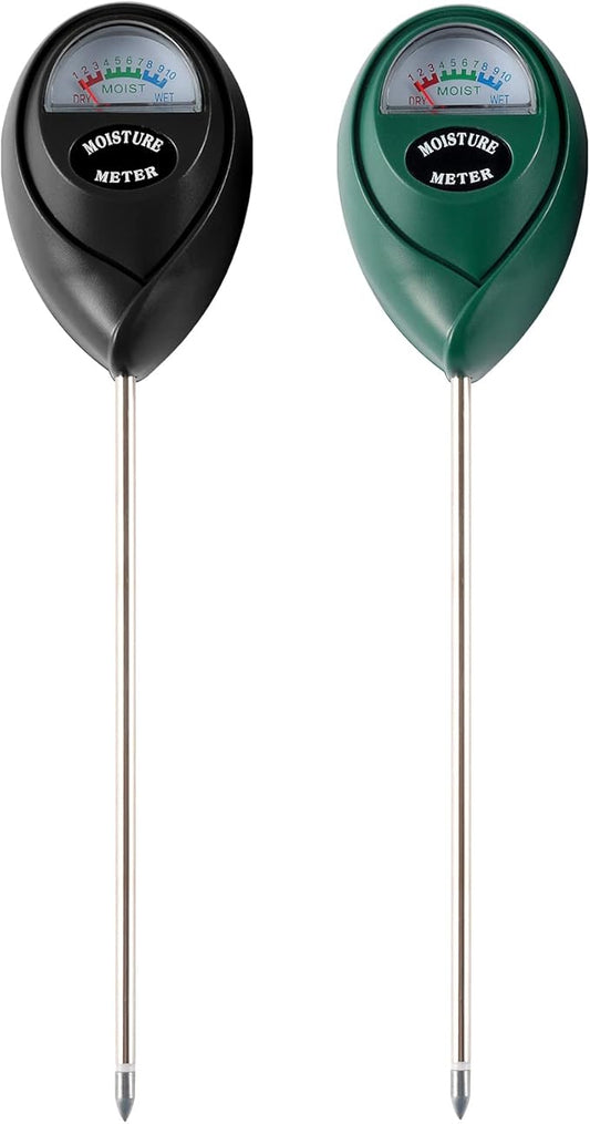 2 Packs Soil Moisture Meter, Plant Water Meter for House Plants, Soil Tester Test Kit Soil for Garden Lawn Farm Indoor & Outdoor Use, No Battery Required (Black & Green)