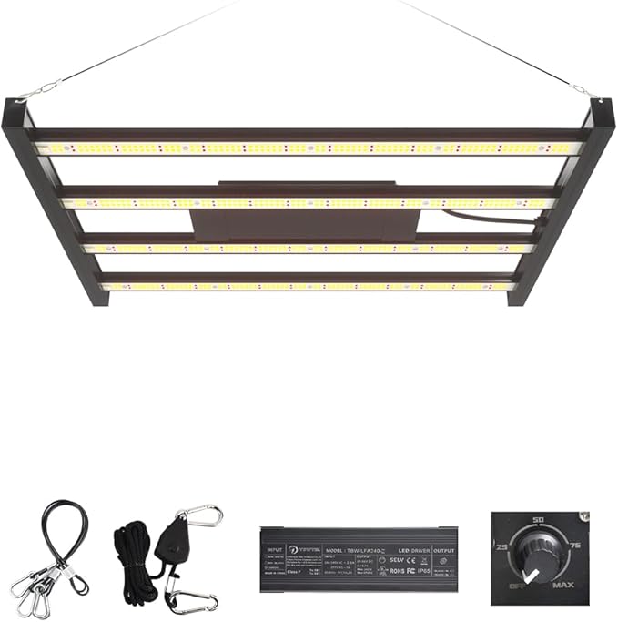 CANAGROW CG2400 LED Grow Light for Indoor Plants 4x4ft Coverage with High Yield Diodes, Sunlike Full Spectrum Dimmable Growing Lamps for Hydroponic Indoor Seeding Veg Bloom Greenhouse (Black)