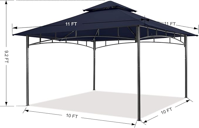 MASTERCANOPY Outdoor Garden Gazebo for Patios with Stable Steel Frame (11x11, Navy Blue)
