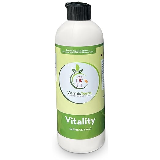 VermisTerra Vitality 16 oz - Growth Accelerator, Energy Booster, Seedling Fertilizer, Organic Plant Food, Promote Rapid Growth, All Plants, Root Cuttings, Will Not Burn, Reduces Transplant Shock