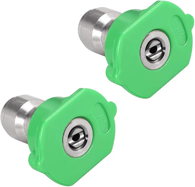 uxcell Pressure Washer Spray Nozzle Tips, 1/4" Stainless Steel, 2 Pcs (25 Degree, 2mm Orifice Diameter)
