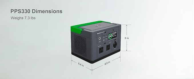 Schneider OffGrid Portable Power Station 300W, PPS330, Lightweight 332Wh Solar Generator: 2 AC Outlets, 60W USB-C PD Output, Wireless Charging, LED Light, for Camping, RV, Home Backup