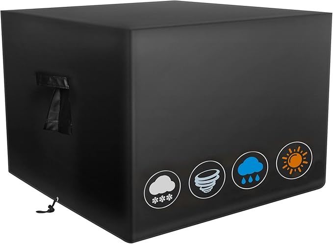 Square Fire Pit Cover Fits 40-44 Inch Fire Pit Table. 600D Heavy Duty Waterproof Firepit Cover. Outdoor Fade Resistant Material with Drawstring and Handles, All Weather