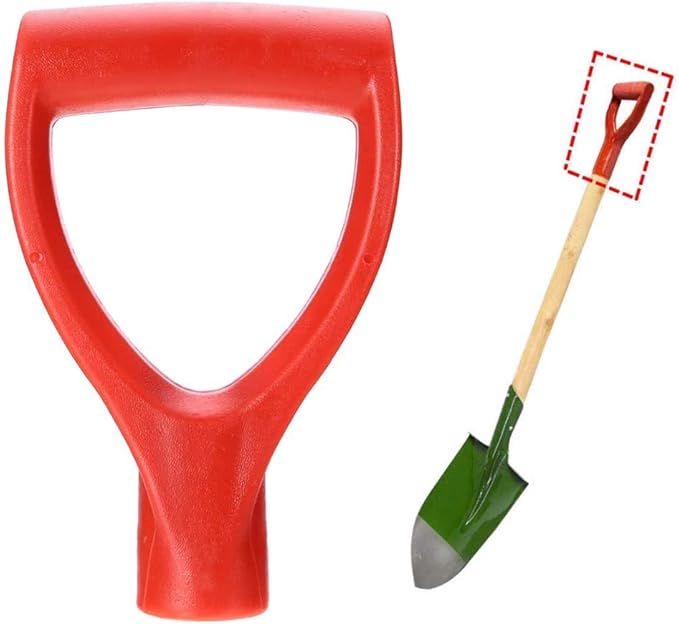 Auniwaig Shovel D Grip Handle Replacement, 32mm Inner Diameter Garden Spade Fork Snow Shovel Rake Handle Attachment for Digging Raking Tools, PVC, Red, 185mm Long, 115mm Thick