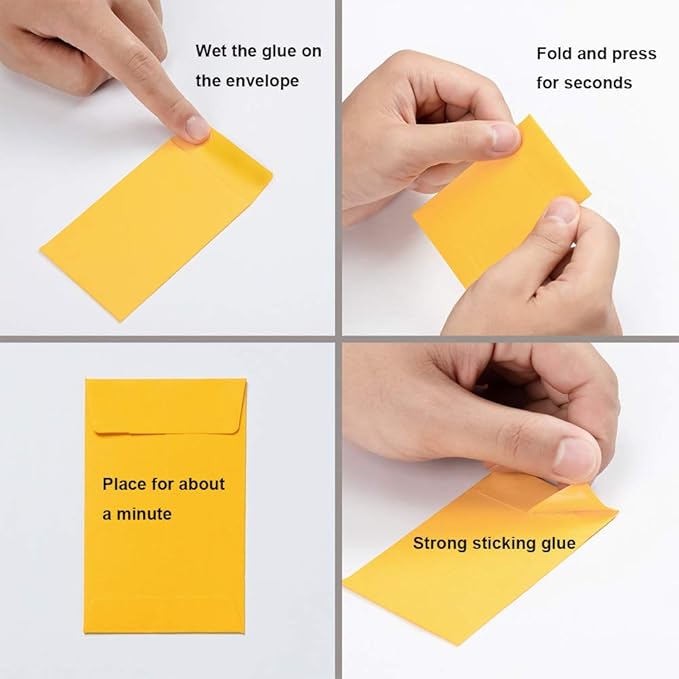 100 Pieces Colorful Small Coin Envelopes Self-Adhesive Seed Envelopes Mini Parts Small Items Storage Packets Envelopes for Garden, Office or Wedding Gift (2.25×3.5 inch)