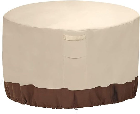 Vailge Fire Pit Cover Round,100% Waterproof Round Patio Fire Bowl Cover,Outdoor Heavy Duty Gas Firepit Table Covers with Air Vent and Handle