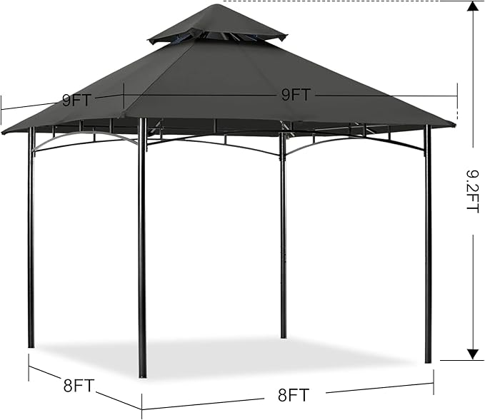 MASTERCANOPY Outdoor Garden Gazebo for Patios with Stable Steel Frame (9x9, Dark Gray)