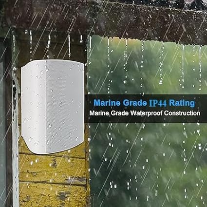 Herdio 6.5 Inch 400W Indoor Outdoor Speakers Wired Waterproof Passive with Powerful Bass,Wall Mount Speakers for Patio Garage Covered Deck,All-Weather Durability(Pair,White)