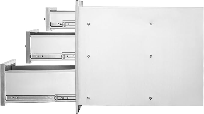 VEVOR 14x20.3 Inch Outdoor Kitchen Drawers Stainless Steel, Flush Mount Triple Drawer, 14W x 20.3H x 23D Inch, with Stainless Steel Handle, BBQ Drawers for Outdoor Kitchens or BBQ Island