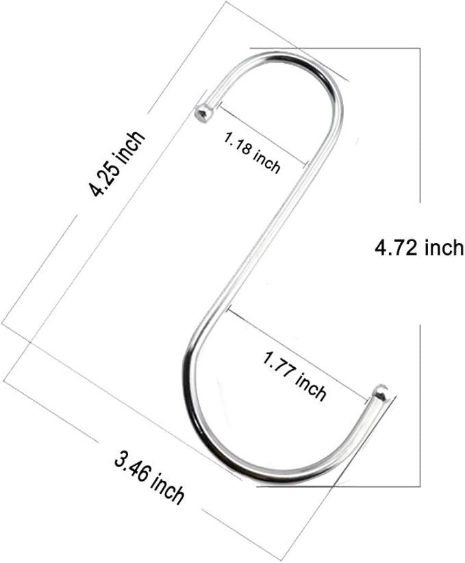 16 Pack 4.7 Inches Extra Large S Shape Hooks Heavy-Duty Metal Hanging Hooks Apply Kitchenware Bathroom Utensils Plants Towels Gardening Multiple uses Tools (Silver)